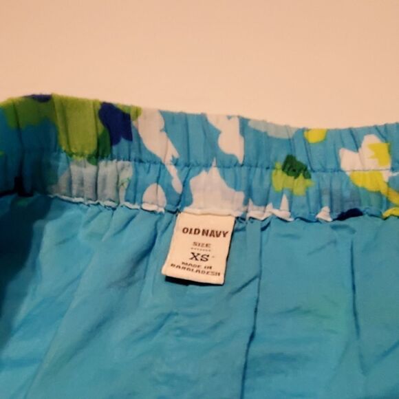 XS OLD NAVY LINED blue green yellow FLOWY WATERCOLOR FULL MINI SKIRT extra small - Picture 2 of 6